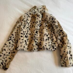 Cheetah print real rabbit fur jacket